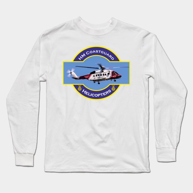 HM Coastguard search and rescue Helicopter, Long Sleeve T-Shirt by AJ techDesigns